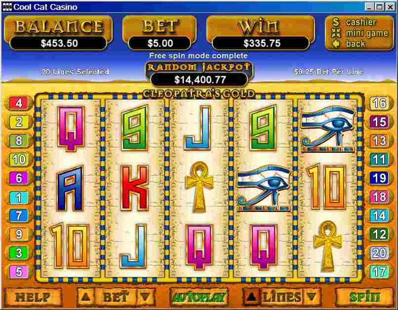 Winning screenshot for Cleopatras Gold